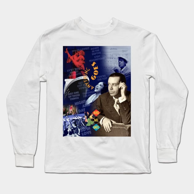 Cole Porter Portrait Collage Long Sleeve T-Shirt by Dez53